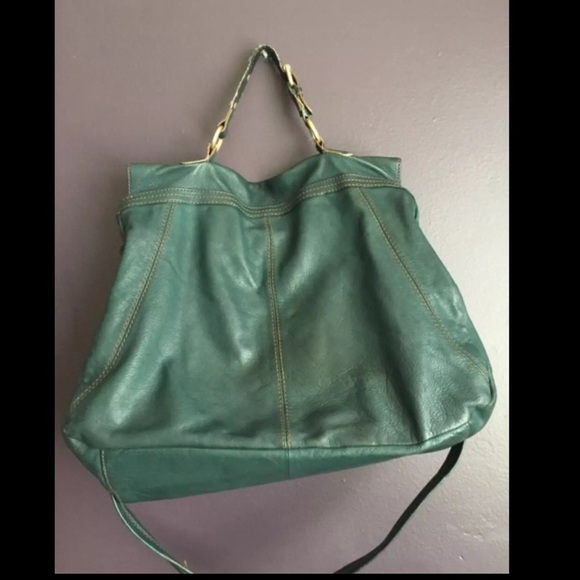 Vintage Steve Madden teal leather shoulder crossbody handbag purse handbag Y2K - Picture 2 of 2